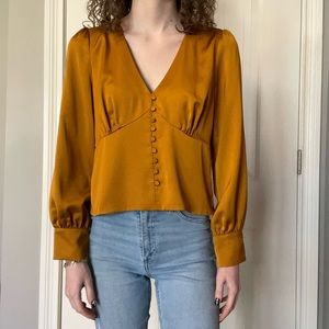 J.Crew women’s yellow gold/ mustard color long sleeve blouse